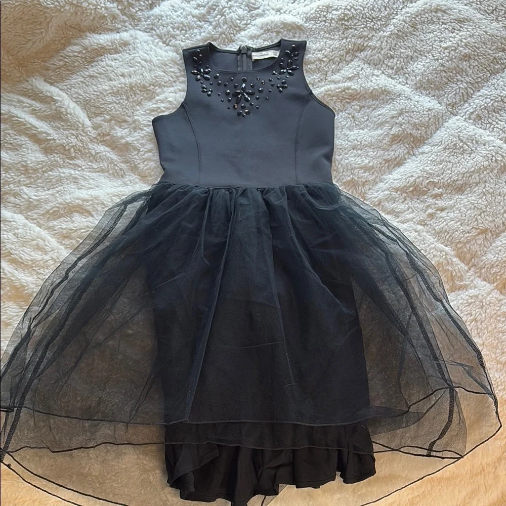 Abercrombie Girls Black Jeweled Halter Top and Tulle Flare Dress